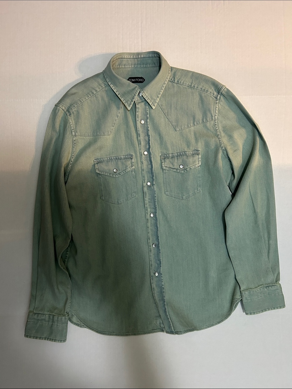 Tom Ford Men's Mint Green Denim Western Shirt